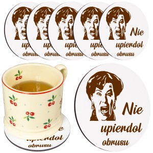 Podkładka pod kubek drewniana ZESTAW PODKŁADKI na STÓŁ OBRUS białe 6SZT