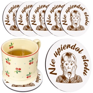 Podkładka pod kubek drewniana ZESTAW PODKŁADKI na STÓŁ OBRUS białe 6SZT