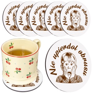 Podkładka pod kubek drewniana ZESTAW PODKŁADKI na STÓŁ OBRUS białe 6SZT