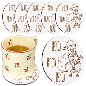 Podkładka pod kubek drewniana ZESTAW PODKŁADKI na STÓŁ OBRUS białe 6SZT