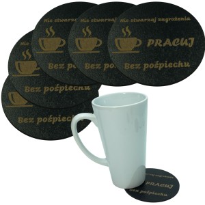 Podkładka pod kubek grawer drewniana zestaw podkładki na stół Czarne 5SZT