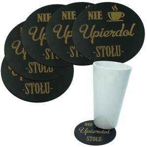 Podkładka pod kubek grawer drewniana zestaw podkładki na stół Czarne 5SZT