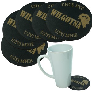 Podkładka pod kubek grawer drewniana zestaw podkładki na stół Czarne 5SZT