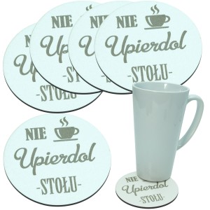 Podkładka pod kubek grawer drewniana zestaw podkładki na stół Białe 5SZT