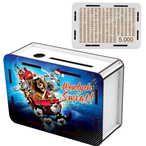 Prezent SKARBONKA WYKREŚLANA wyzwanie oszczędzanie NA MIKOŁAJKI ŚWIĘTA