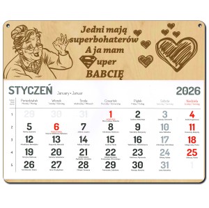 KALENDARZ NA DZIEŃ BABCI SUPER BABCIA PREZENT NOWY ROK 2026