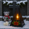 Znicz led STROIK  efekt płomienia LAMPION NA GRÓB cmentarz statuetka