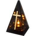 Znicz led ZŁOTY KRZYŻ efekt płomienia LAMPION NA GRÓB cmentarz statuetka