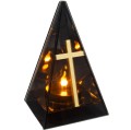 Znicz led ZŁOTY KRZYŻ efekt płomienia LAMPION NA GRÓB cmentarz statuetka