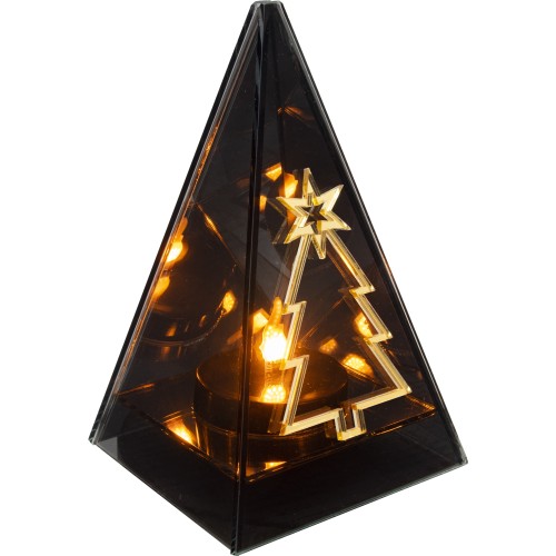 Znicz led ZŁOTA CHOINKA efekt płomienia LAMPION NA GRÓB cmentarz statuetka