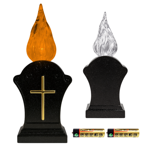 ZNICZ SOLARNY ŚWIECA LED CZARNY WKŁAD DO ZNICZY KRZYŻ CIEPŁY PŁOMIEŃ 17 CM