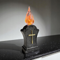 ZNICZ SOLARNY ŚWIECA LED CZARNY WKŁAD DO ZNICZY KRZYŻ CIEPŁY PŁOMIEŃ 17 CM
