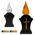ZNICZ SOLARNY ŚWIECA LED CZARNY WKŁAD DO ZNICZY KRZYŻ CIEPŁY PŁOMIEŃ 17 CM