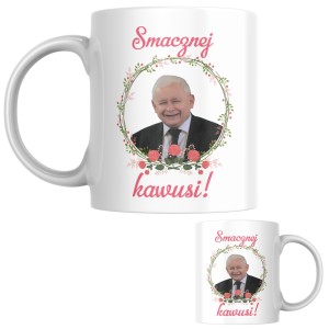 KUBEK Z NADRUKIEM PREZES JAROSŁAW KACZYŃSKI PIS ZABAWNY CERAMIKA