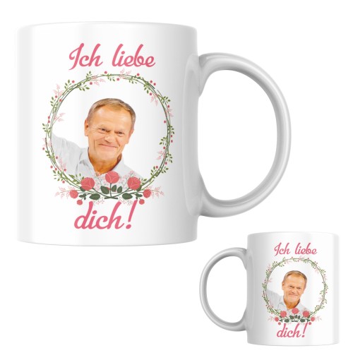 KUBEK Z NADRUKIEM TUSK DONALD PREMIER ICH LIEBE DICH ŚMIESZNY NA PREZENT