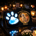 ZNICZ SOLARNY LED dla Psa/Kota statuetka ZE ZDJĘCIEM PUPILA I JEGO IMIĘ lampka 3D łapa