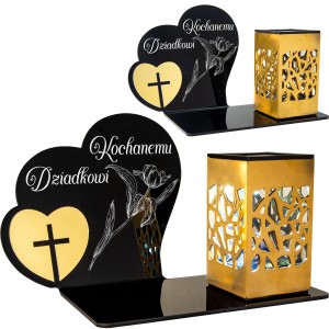 Znicz Kochany Dziadek LED Statuetka Pamięci Duży Lampion Grób DZIEŃ DZIADKA