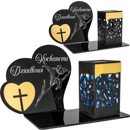 Znicz Kochany Dziadek LED Statuetka Pamięci Duży Lampion Grób DZIEŃ DZIADKA