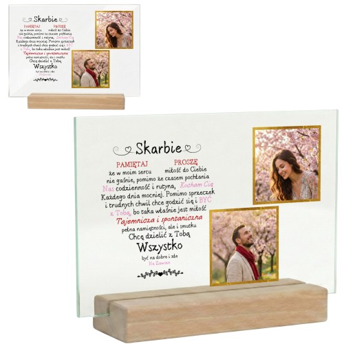 RAMKA ZE ZDJĘCIEM NA SZKLE AKRYLOWYM PERSONALIZOWANY PREZENT  WALENTYNKI