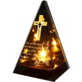 ZNICZ LED z KRZYŻEM efekt płomienia LAMPION na GRÓB cmentarz RELIGIJNY