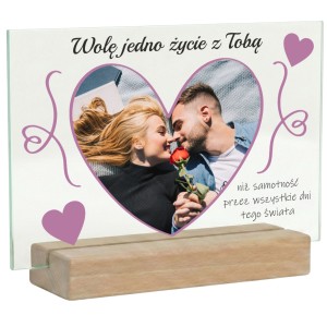 RAMKA ZE ZDJĘCIEM NA SZKLE AKRYLOWYM PERSONALIZOWANY PREZENT  WALENTYNKI