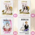Pamiątka na KOMUNIĘ ŚWIĘTĄ CHRZEST BIBLIA PISMO ŚW nadruk z imieniem