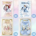 Pamiątka na KOMUNIĘ ŚWIĘTĄ CHRZEST BIBLIA PISMO ŚW nadruk z imieniem