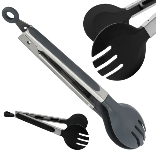 SZCZYPCE SILIKONOWE KUCHENNE DO GRILLA 24 CM czarne