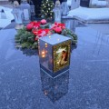 Znicz LED Jezus Dobry Pasterz witraż lampion na grób kapliczka lustro