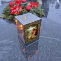 Znicz LED Jezus Dobry Pasterz witraż lampion na grób kapliczka lustro