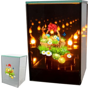 Znicz LED Wielkanocny koszyczek z jajkami lampion na grób dekoracja lustro