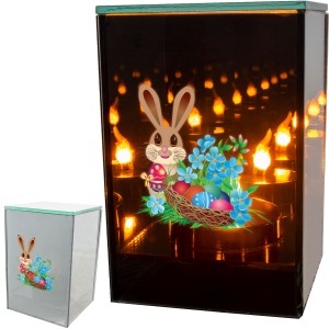 Znicz LED Wielkanocny koszyczek z jajkami lampion na grób dekoracja lustro