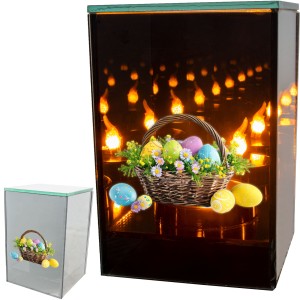 Znicz LED Wielkanocny koszyczek z jajkami lampion na grób dekoracja lustro