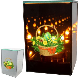 Znicz LED Wielkanocny koszyczek z jajkami lampion na grób dekoracja lustro