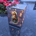 Znicz LED Jezus Dobry Pasterz kapliczka lampion na grób lustro weneckie