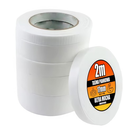 5x Taśma DWUSTRONNA piankowa SAMOPRZYLEPNA 17mm x 2m bardzo mocna montażowa