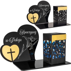 Znicz Spoczywaj w pokoju solarny CMENTARZ GRÓB DUŻA wieczna lampka nagrobna