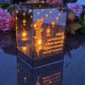 ZNICZ LED LAMPION na GRÓB cmentarz efekt nieskończonego ognia CYTAT GOŹDZIK