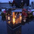 ZNICZ LED LAMPION na GRÓB cmentarz efekt nieskończonego ognia CYTAT GOŹDZIK