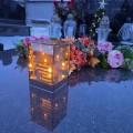 Ekskluzywny ZNICZ LED z cytatem pamięci LUSTRO WENECKIE nieskończony ogień