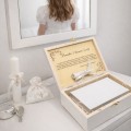 Personalizowane pudełko na PIERWSZĄ KOMUNIĘ ŚWIĘTĄ drewniane białe UV imię dedykacja