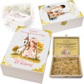 Personalizowane pudełko na PIERWSZĄ KOMUNIĘ ŚWIĘTĄ drewniane białe UV imię dedykacja