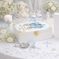 Personalizowane pudełko na CHRZEST ŚWIĘTY drewniane białe UV imię dedykacja