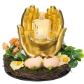 Znicz Nagrobny LED Złote Dłonie Lampion Dekoracyjny na Grób Kwiaty WIENIEC
