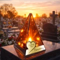 ZNICZ LED efekt płomienia LAMPION na GRÓB cmentarz SZKLANY dla TATY