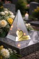 ZNICZ LED efekt płomienia LAMPION na GRÓB cmentarz SZKLANY dla BABCI