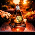 ZNICZ LED efekt płomienia LAMPION na GRÓB cmentarz SZKLANY  Z  SERCEM