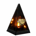 ZNICZ LED efekt płomienia LAMPION na GRÓB cmentarz SZKLANY  Z  SERCEM