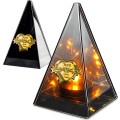 ZNICZ LED efekt płomienia LAMPION na GRÓB cmentarz SZKLANY  Z  SERCEM