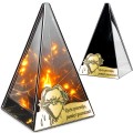 ZNICZ LED efekt płomienia LAMPION na GRÓB cmentarz SZKLANY  ZŁOTE SERCE